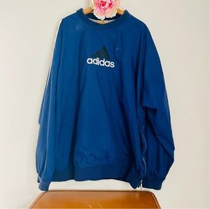 Adidas Vintage Windbreaker 90s Pullover Jacket Navy Blue XXL